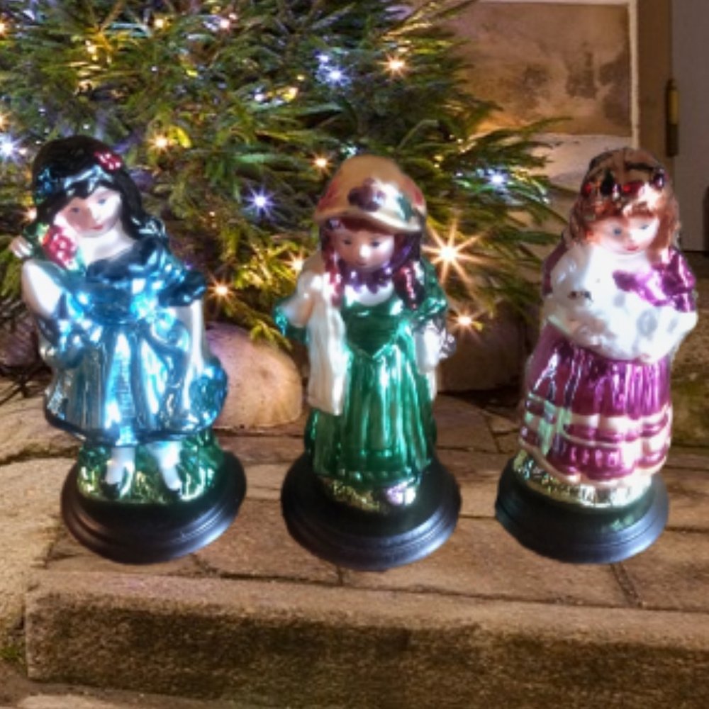 Thomas Pacconi Classics 2006 Set of 3 6" Blown Glass Victorian Girl Figurines